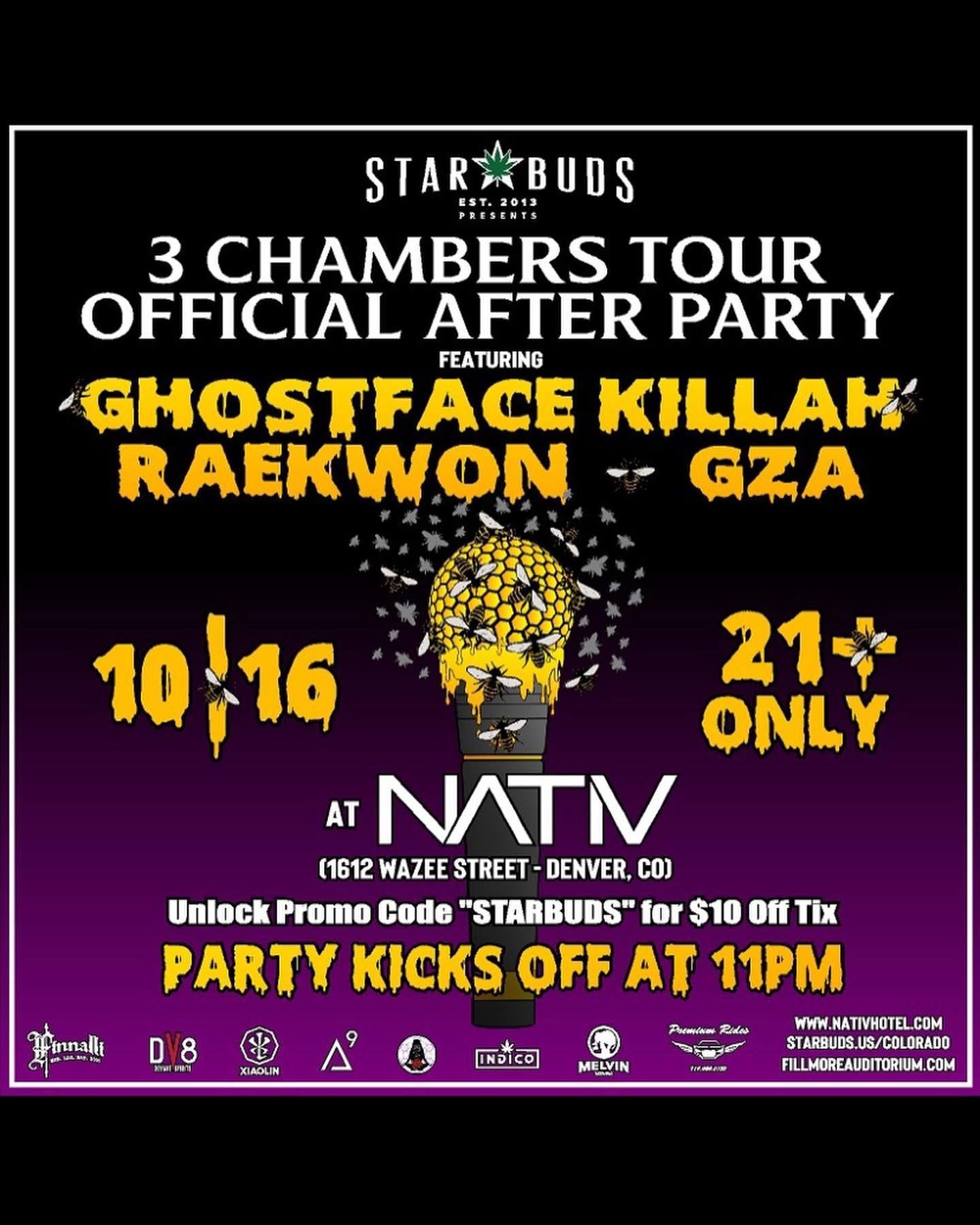 Original flyer for the 3 Chambers Tour Official After Party, October 16, Denver